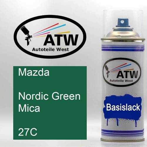 Mazda, Nordic Green Mica, 27C: 400ml Sprühdose, von ATW Autoteile West.